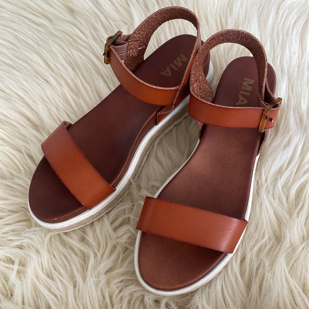 Mia Kiera Vegan Leather Espadrille Platform Sandal Casual Coastal UrbanNWT